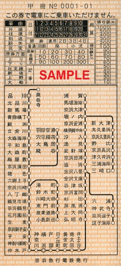 2021秋冬新作】 京浜急行電鉄 地図式補充券 ９種 切符