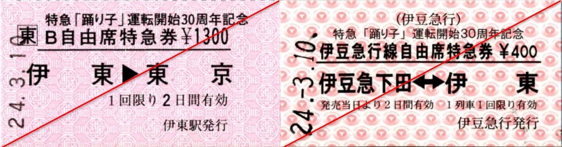 ＪＲ東日本＆伊豆急行 特急「踊り子」運転開始３０周年記念自由席特急